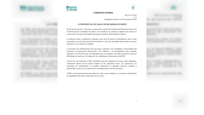 Amenazan De Muerte A Presidenta Del Instituto Electoral De Jalisco