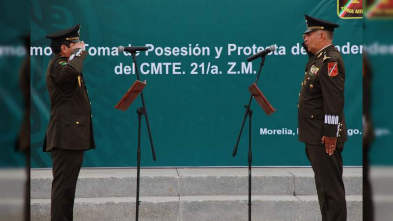 Toma posesión nuevo Comandante de la 21ª Zona Militar en Morelia, Michoacán