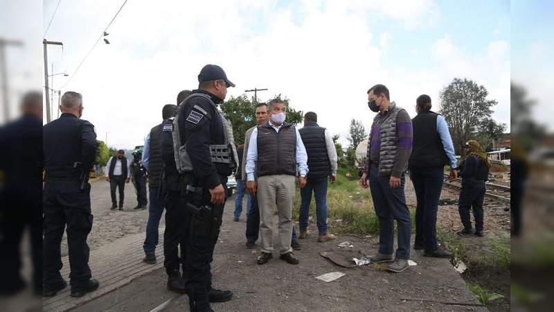 Supervisa SSP dispositivo de vigilancia de las vías del tren, en Caltzontzin, Michoacán