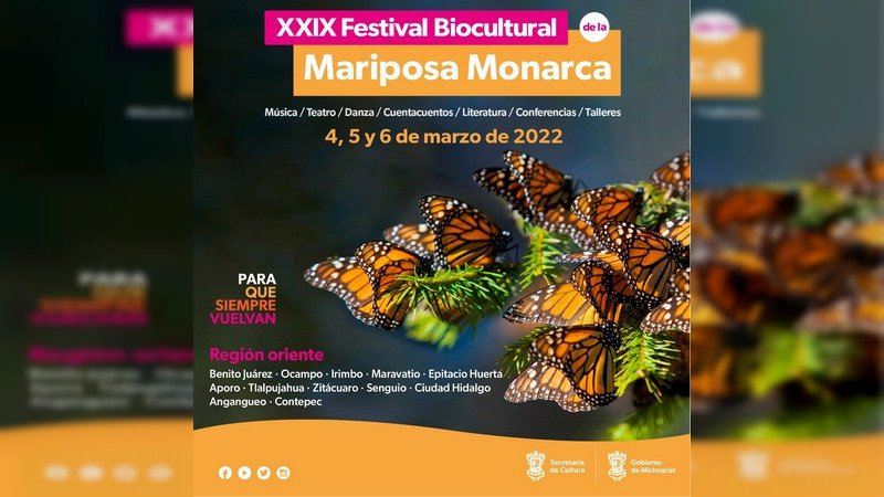 Festival de la Mariposa Monarca concluirá con actividades artísticas en 12 municipios  