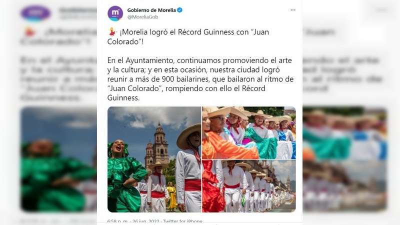 Michoacanos habrían batido el Récord Guinness bailando “Juan Colorado”