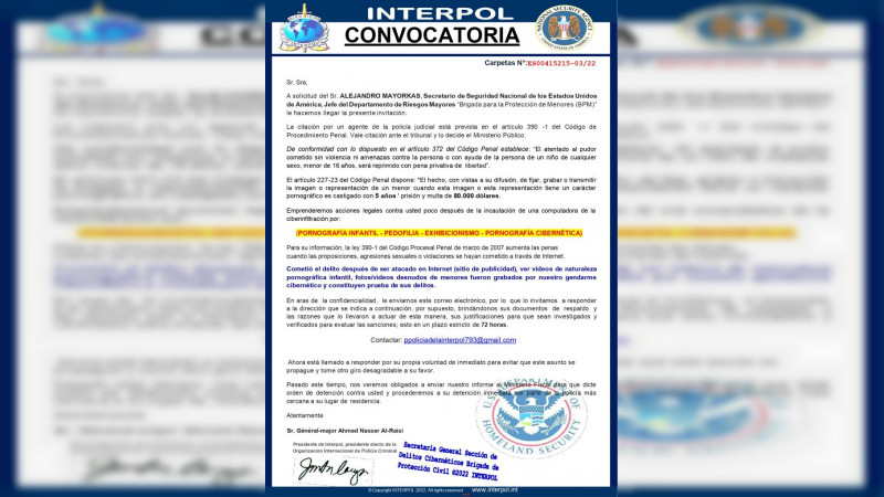 Alertan por mensaje apócrifo de la Interpol usado para extorsionar: Acusan de delitos sexuales para obtener datos personales 