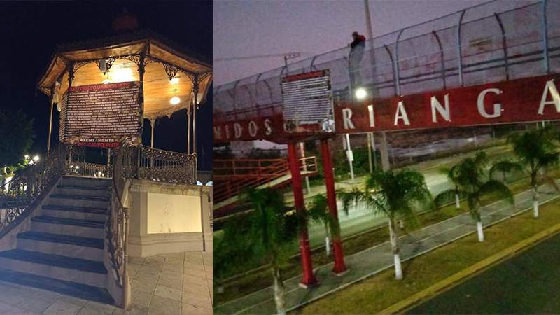 Cuelgan narcomantas en 12 municipios de Guanajuato