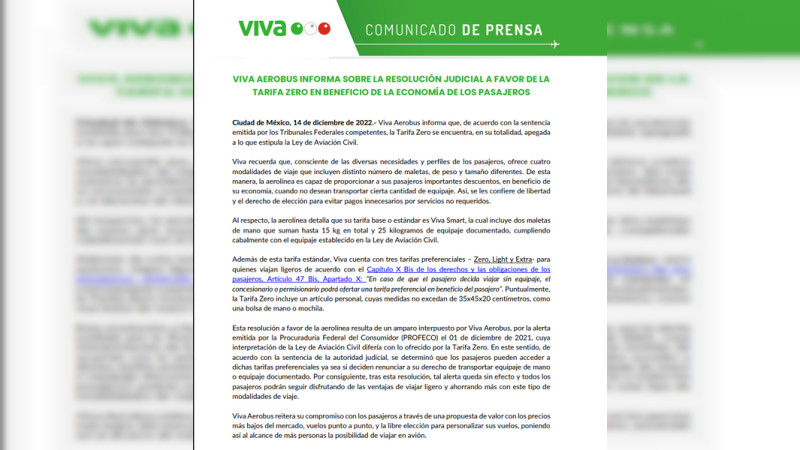 Vivaaerobús se ampara contra Profeco y podrá cobrar equipaje de mano