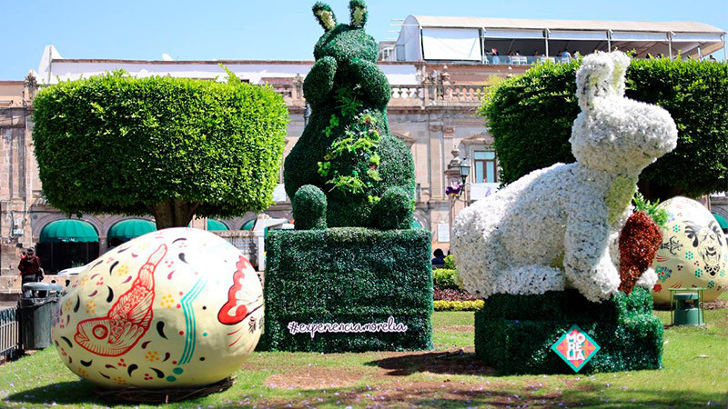 Lista la exposición de huevos de pascua, en el centro de Morelia