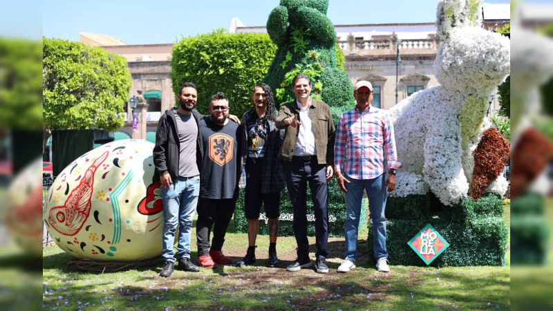 Lista la exposición de huevos de pascua, en el centro de Morelia