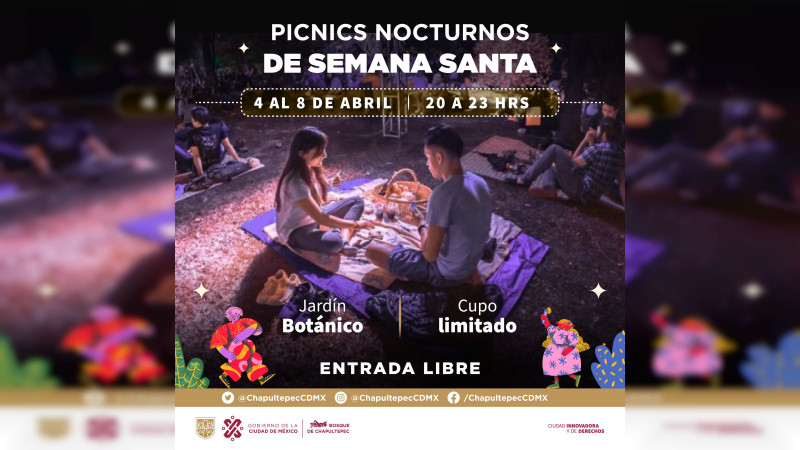 El Bosque de Chapultepec organiza evento ‘Picnics Nocturnos’ en esta Semana Santa 