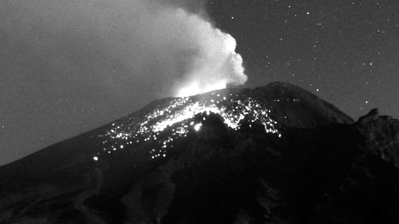 Volcán Popocatépetl registra 7 explosiones y 120 exhalaciones 