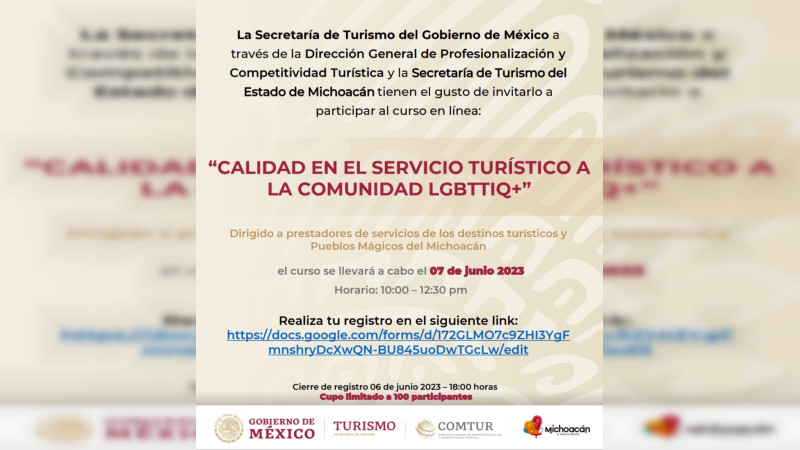 Sectur invita a capacitación para atender turismo LGBTTTIQ+