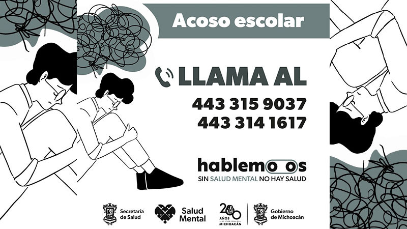 Secretaría de Salud de Michoacán da orientación psicológica a jóvenes que sufren acoso escolar 