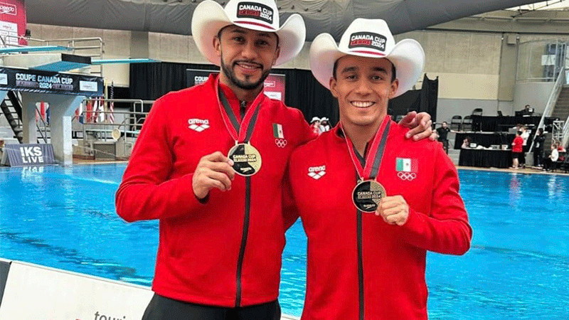 Los clavadistas mexicanos Juan Celaya y Jahir Ocampo ganan medalla de oro en Canadá 