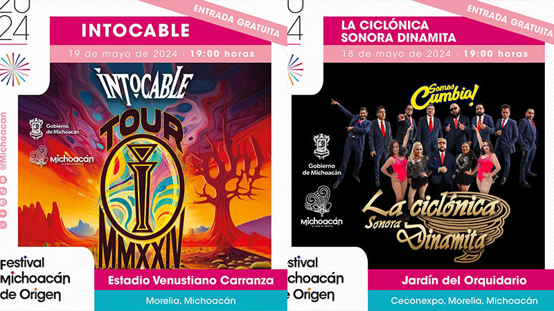  Intocable, Palomo y La Sonora Dinamita cerrarán el Festival de Origen 