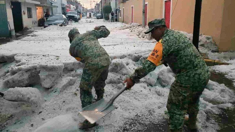 Ante fuertes lluvias y granizadas, Ejército activa Plan DN-III-E en Puebla 