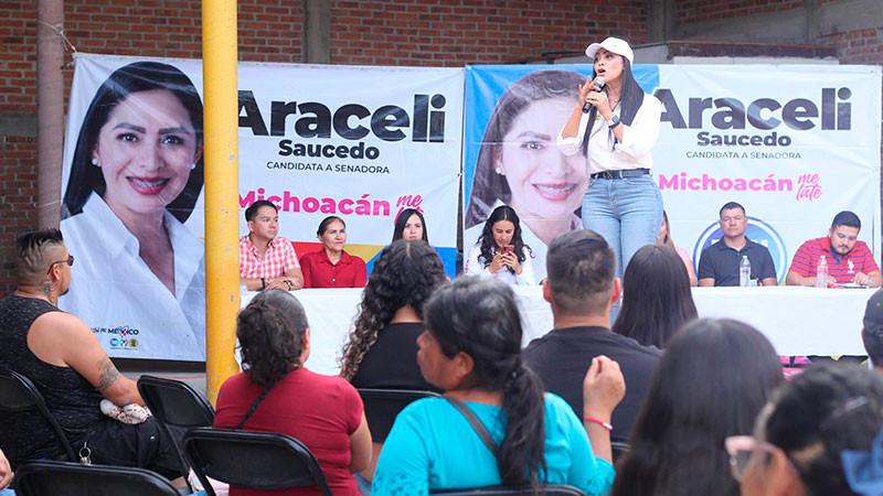 Porque la voluntad de las y los michoacanos está de nuestro lado, que no quepa duda ¡vamos a ganar!: Araceli Saucedo
