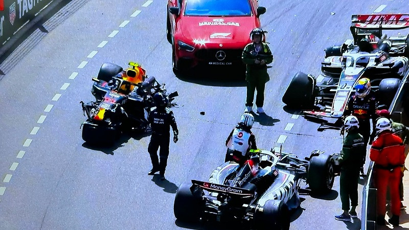 Checo Pérez quedó fuera del GP de Mónaco de la F1 tras sufrir fuerte accidente 