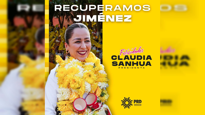 Exhorta PRD a respetar el triunfo de Claudia Sanhua, en Jiménez 