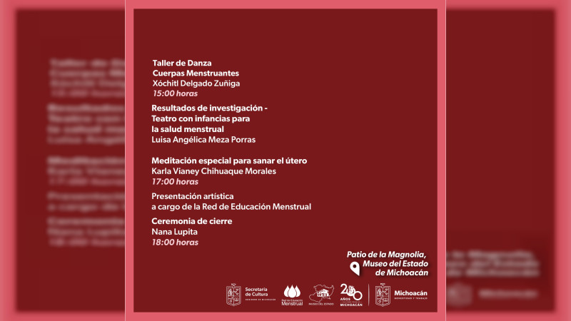 Invita Secum a feria de educación menstrual en el Museo del Estado