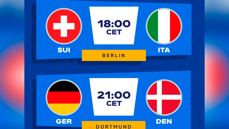 Arrancan los Octavos de Final de la Eurocopa; Suiza vs Italia y Alemania vs Dinamarca, a escena 
