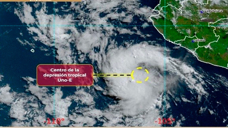 Se forma depresión tropical Uno-E en el Pacífico; ocasionará lluvias en Jalisco, Michoacán y Colima 