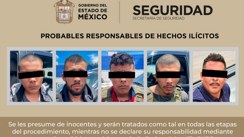 Arrestan en el Estado de México a 5 presuntos miembros de grupo delincuencial de Jalisco 