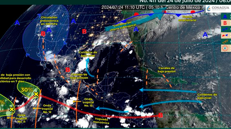 Pronostican lluvias puntuales en 7 estados 