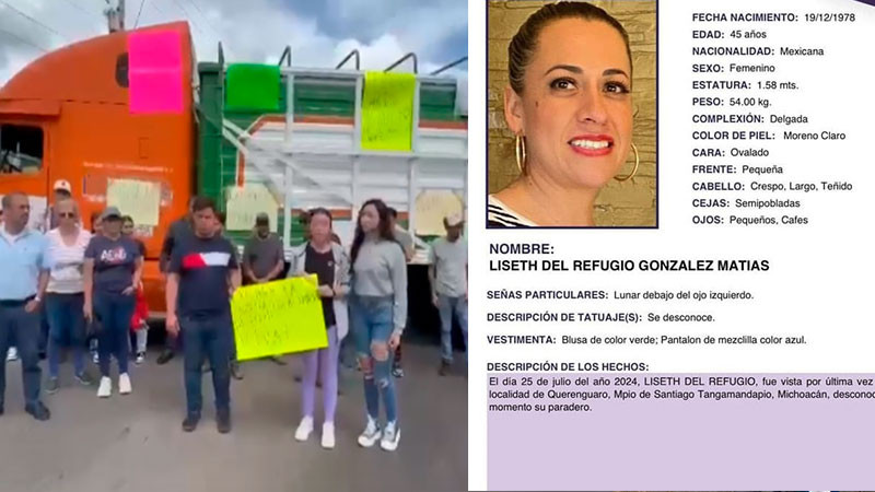 Con bloqueo en Tingúindín, familiares exigen la localización de Liseth del Refugio 