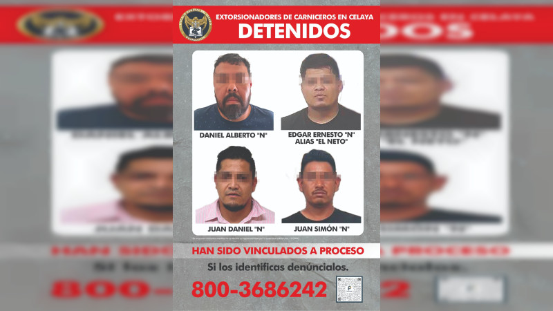 Vinculan a proceso a cuatro extorsionadores en Celaya, Guanajuato 