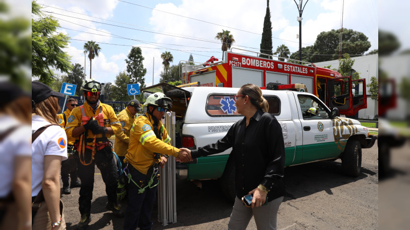 Con unidades terrestres y helicóptero, realiza PC impresionante simulacro en la UMSNH