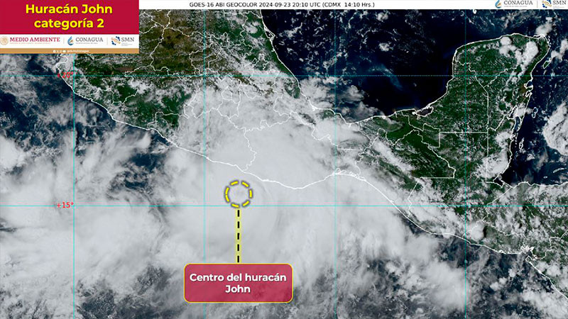 Huracán John se intensifica a categoría 2 