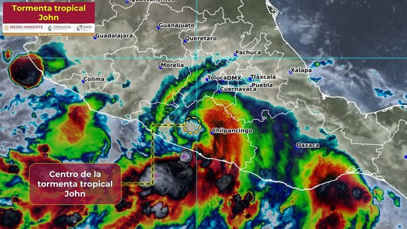 “John” pasa a ser tormenta tropical; provocará lluvias intensas en Guerrero y Oaxaca 