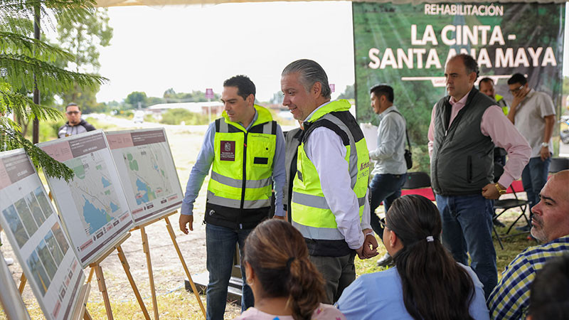 Luis Navarro y Rogelio Zarazúa inauguran la rehabilitación del tramo carretero la Cinta-Santa Ana Maya