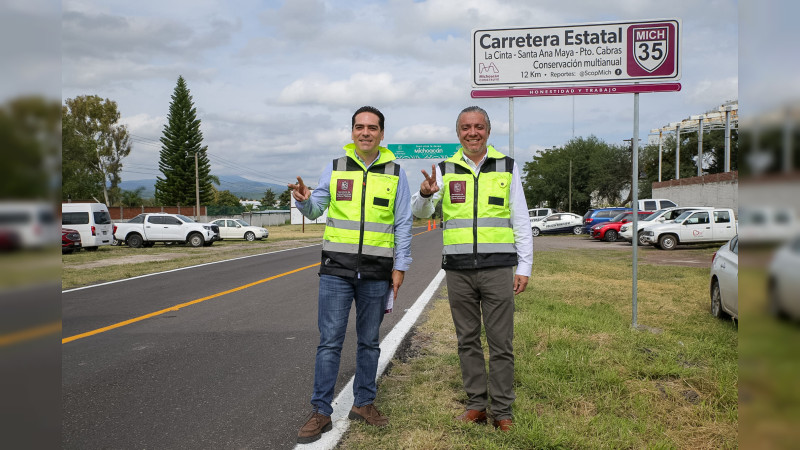 Luis Navarro y Rogelio Zarazúa inauguran la rehabilitación del tramo carretero la Cinta-Santa Ana Maya