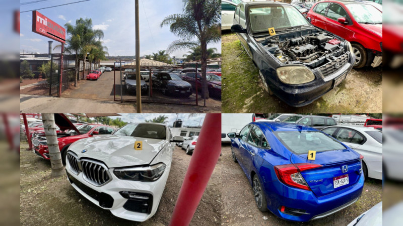 Aseguran autos robados valuados en 2 millones de pesos, en lote en Morelia, Michoacán: Empresa presume tener 20 años en el negocio 