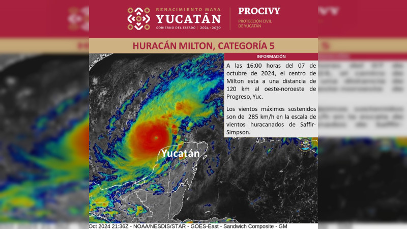 Declaran 69 municipios de Yucatán en alerta roja ante paso del huracán Milton