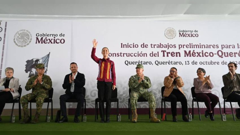 Claudia Sheinbaum da banderazo de salida a los trabajos del tren México-Querétaro 