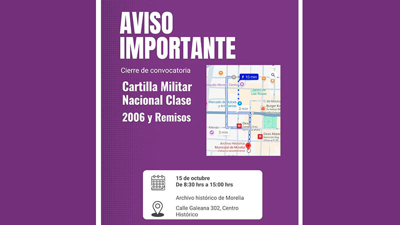 Hoy martes, último día para tramitar Cartilla Militar Clase 2006 y Remisos 