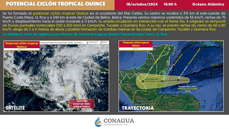 Se forma potencial Ciclón Tropical Quince en el Mar Caribe; Podría evolucionar a tormenta tropical "Nadine" 