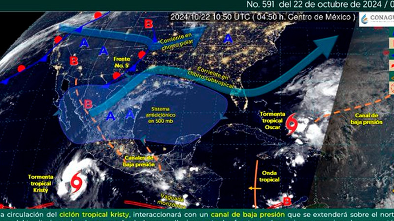 'Kristy' provocará lluvias fuertes a muy fuertes en occidente de México 