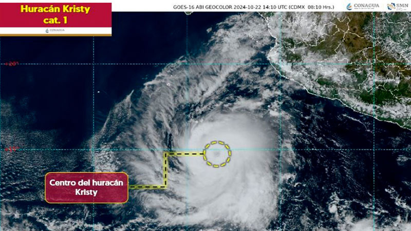 Se intensifica ‘Kristy’ a huracán categoría 1 