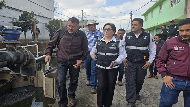 Revisan autoridades obras de mitigación de riesgos de inundaciones en Chalco, Estado de México 