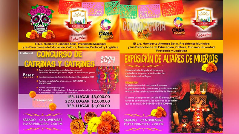 Invita Ayuntamiento de Los Reyes a celebrar el Día de Muertos con Concurso de Catrinas y Exposición de Altares 