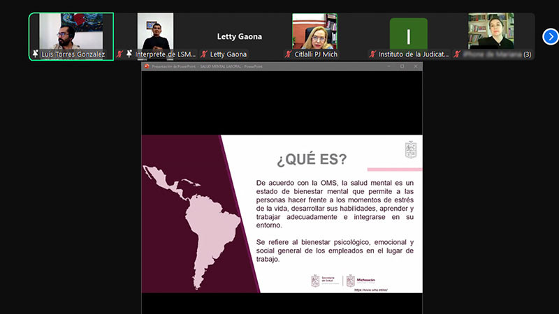 Poder Judicial de Michoacán inicia Ciclo de Charlas de Salud Mental 