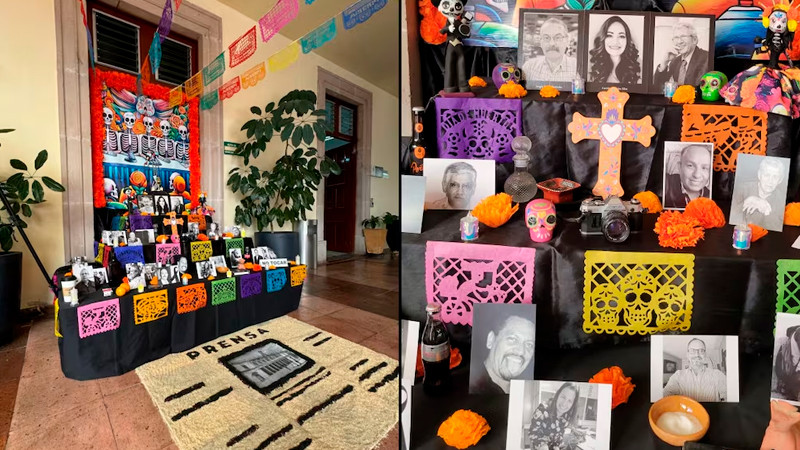 Colocan altar de muertos en memoria de más de 20 periodistas ultimados en Aguascalientes 