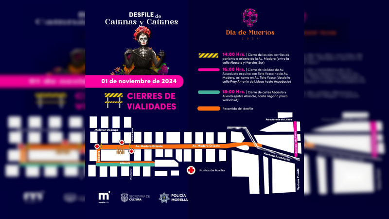 Morelia, lista para el espectacular desfile de Catrinas y Catrines 2024 