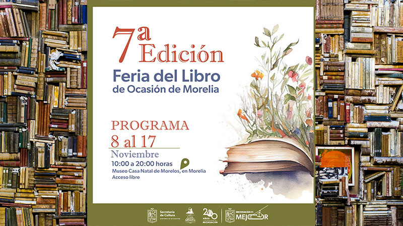 Todo listo para la Feria del Libro de Ocasión en Casa Natal de Morelos, en Morelia, Michoacán 