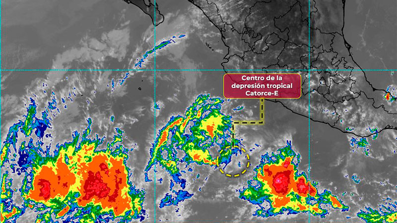 Depresión Tropical Catorce-E pone en alerta a las costas de Michoacán y Guerrero 