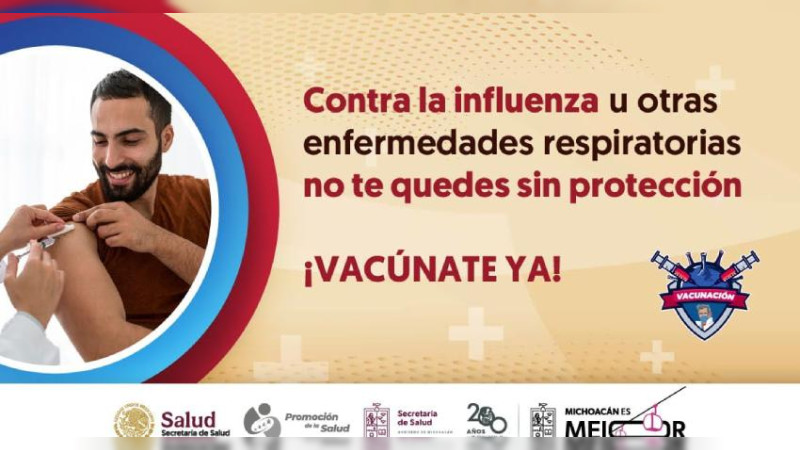 Sector salud aplicará en Michoacán un millón 335 mil vacunas contra la influenza por temporada invernal 