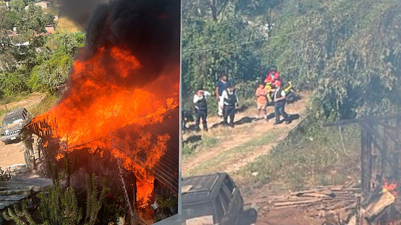 Humilde vivienda es consumida por la llamas en Morelia, Michoacán; no hay víctimas  