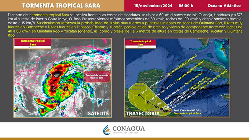 Protección Civil llama a población del sureste a prevenirse antes lluvias de la tormenta tropical Sara 