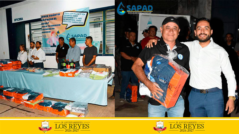 Entregan uniformes y calzado a trabajadores de SAPAD en Los Reyes, Michoacán 